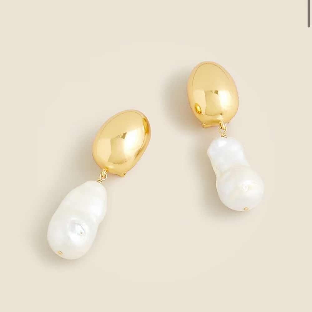 J. Crew Gold White Pearl Earrings